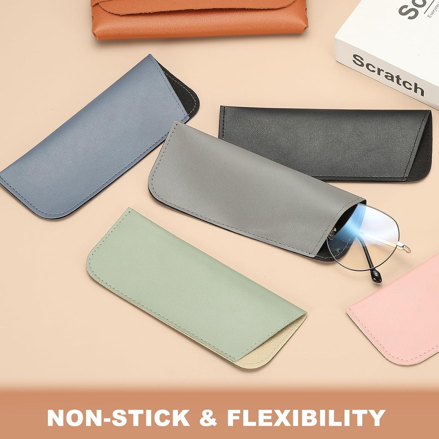 Soft Eyeglass Cases, Leather Sunglass Case Portable Glasses Pouch for Women Men Sunglasses Cases V1258-DP02-B-4028