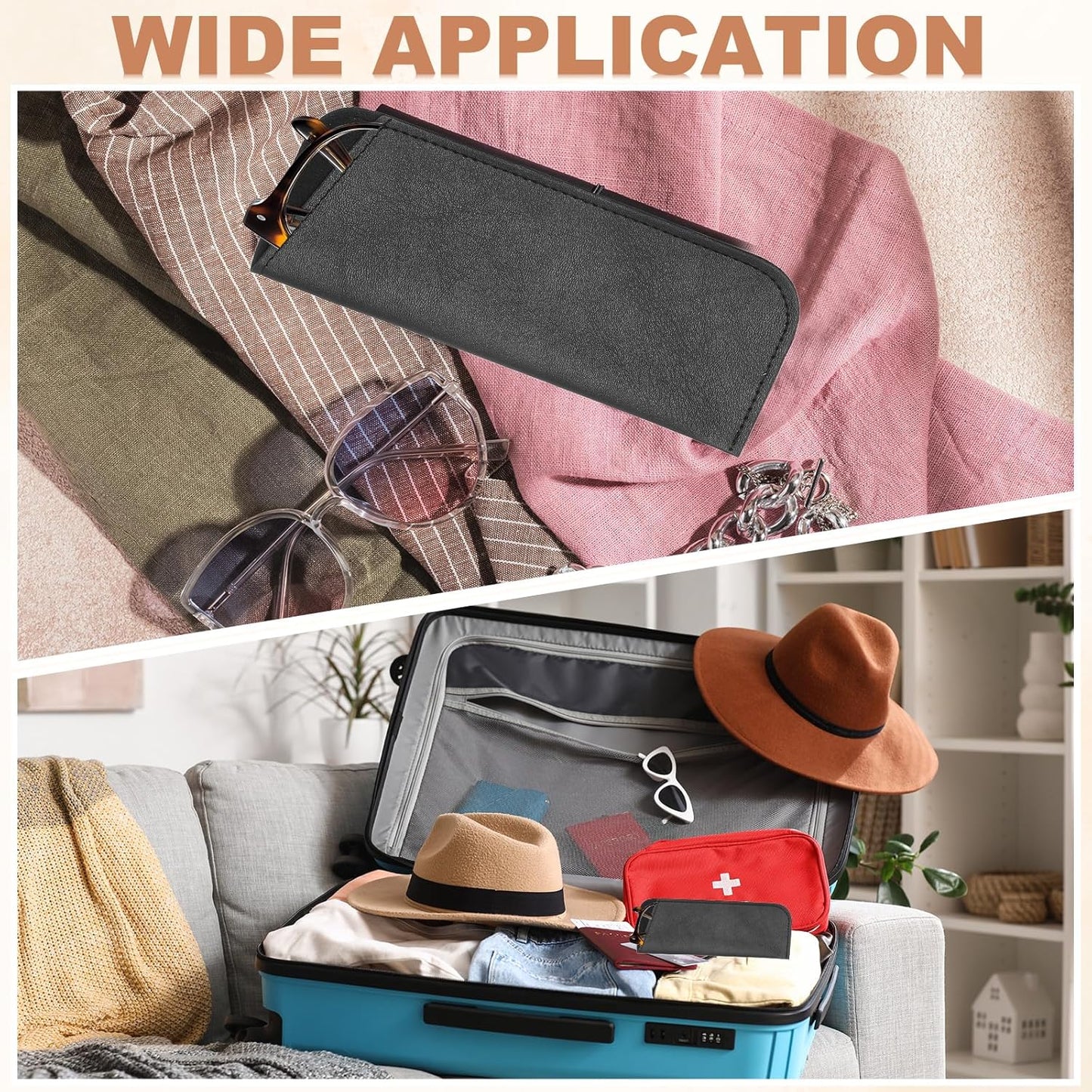Soft Eyeglass Cases, Leather Sunglass Case Portable Glasses Pouch for Women Men Sunglasses Cases V1258-DP02-B-4028