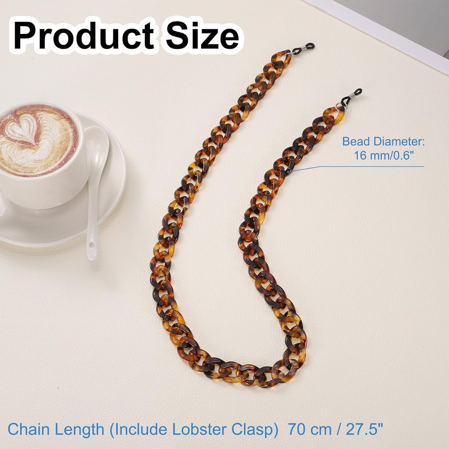 Eyeglass Chains for Women, Acrylic Eyeglass Holder Chains Adjustable Sunglasses Lanyards Holder Chain for V1258-DP02-B-4029