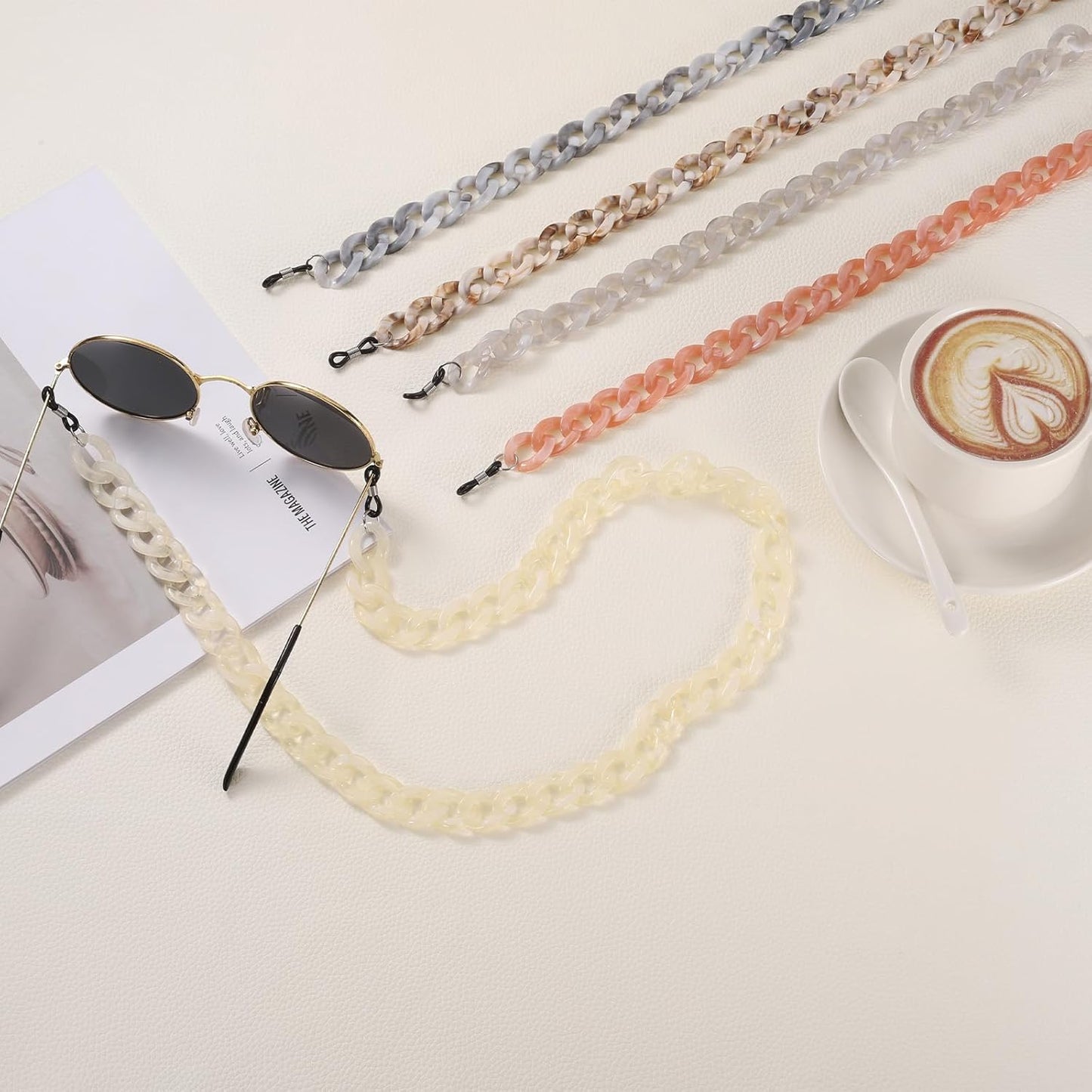 Eyeglass Chains for Women, Acrylic Eyeglass Holder Chains Adjustable Sunglasses Lanyards Holder Chain for V1258-DP02-B-4029