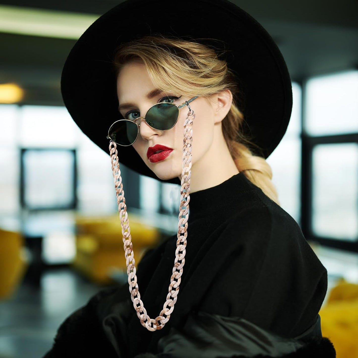 Eyeglass Chains for Women, Acrylic Eyeglass Holder Chains Adjustable Sunglasses Lanyards Holder Chain for V1258-DP02-B-4029
