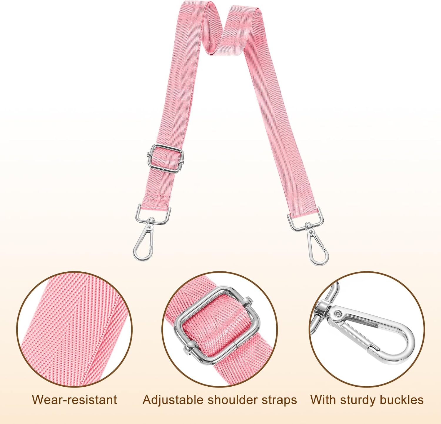 Wide Shoulder Strap, 2.5cm Adjustable Purse Strap Replacement Crossbody Strap for Shoulder Bag Handbag, Pink, V1258-DP02-B-4030