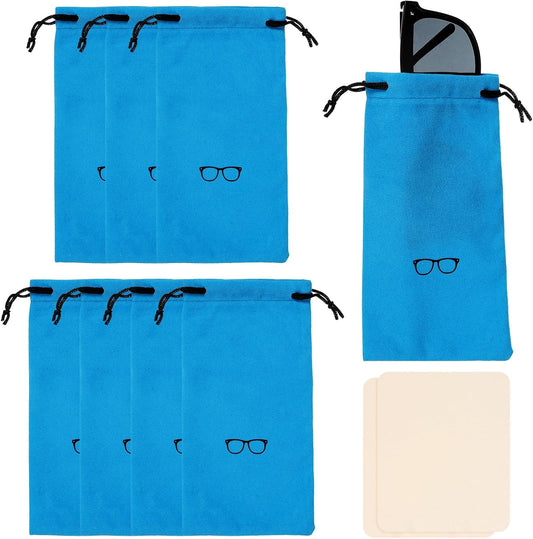 Flocking Eyeglass Cases, Sunglass Case Portable Glasses Pouch with Drawstring Sunglasses Bag with Glasses V1258-DP02-B-4031