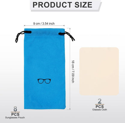 Flocking Eyeglass Cases, Sunglass Case Portable Glasses Pouch with Drawstring Sunglasses Bag with Glasses V1258-DP02-B-4031