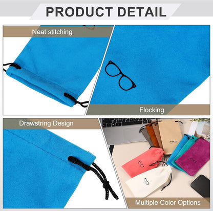 Flocking Eyeglass Cases, Sunglass Case Portable Glasses Pouch with Drawstring Sunglasses Bag with Glasses V1258-DP02-B-4031