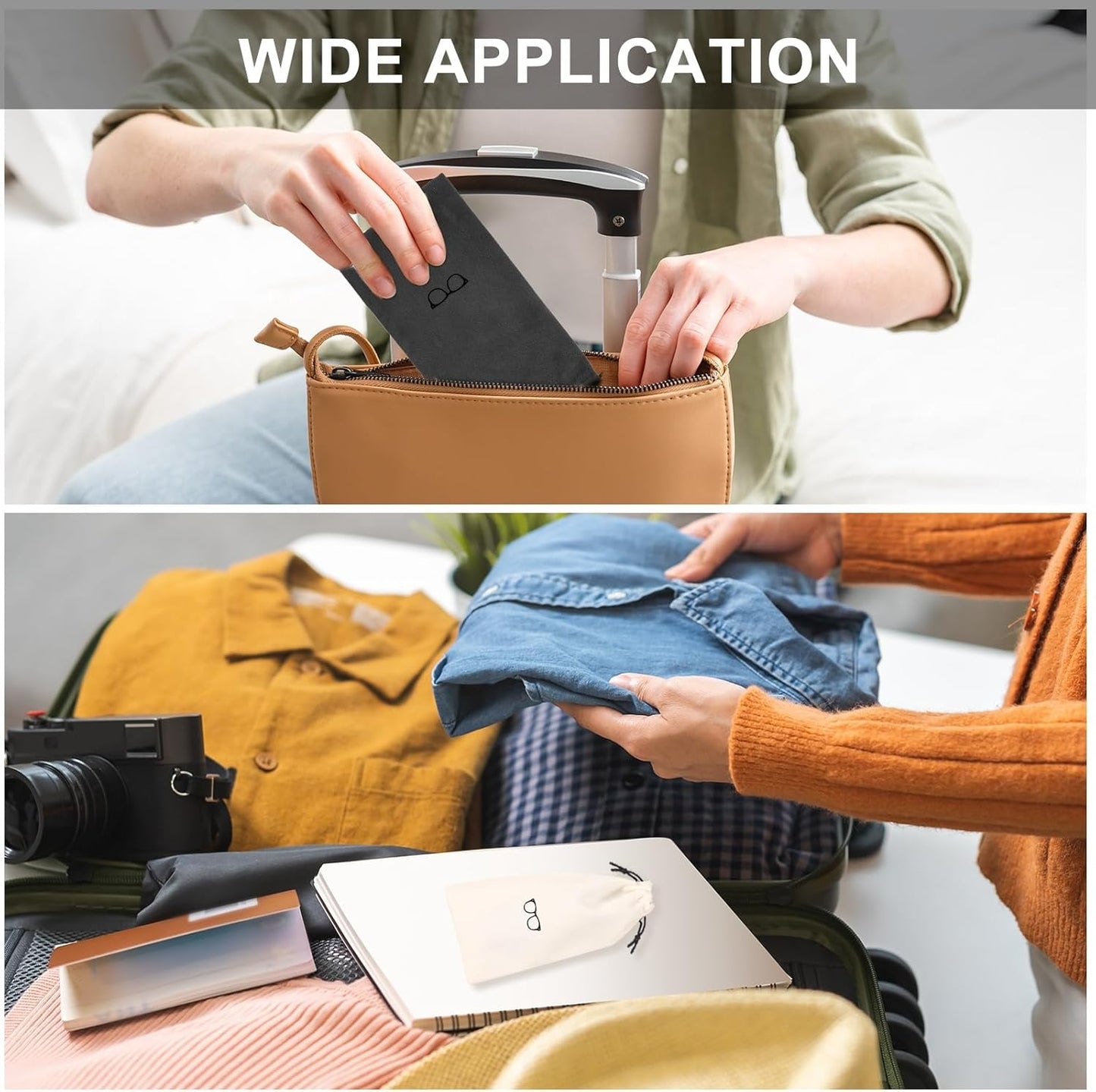 Flocking Eyeglass Cases, Sunglass Case Portable Glasses Pouch with Drawstring Sunglasses Bag with Glasses V1258-DP02-B-4031