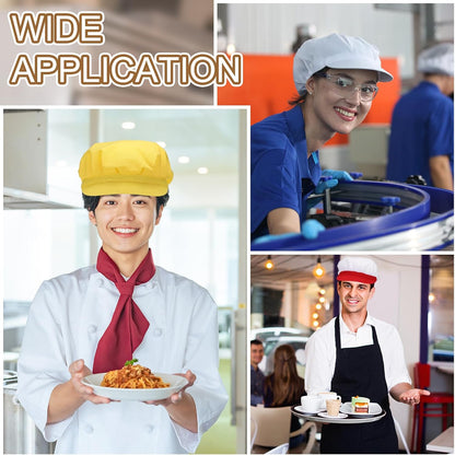 Chef Hat, Adjustable Elastic Band Cotton Baker Hat for Women and Men, Full Cloth Baker Hat Food Service Hair V1258-DP02-B-4035