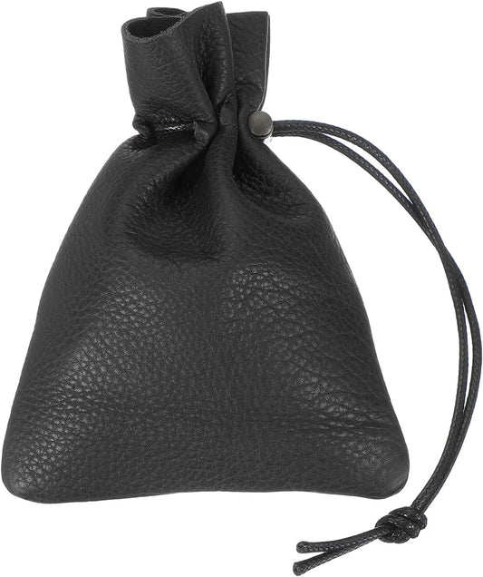 1 Pcs Drawstring Bag, Leather Coin Purse, Change Purse for Women, Men's Leather Bag, for Jewelry, Keys, Coin V1258-DP02-B-4051