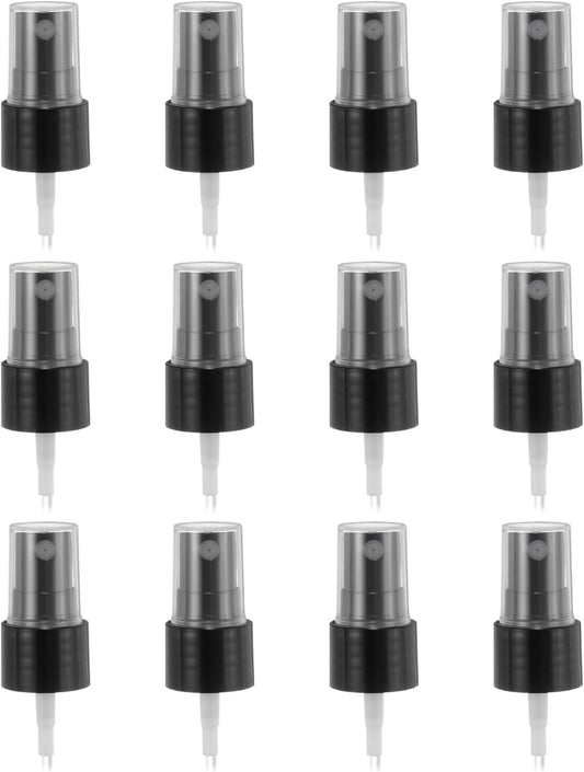 12 Pcs Black Spray Top, 20/410 Fine Mist Sprayer Reusable Replacement Spray Bottle Pump Plastic Top for V1258-DP02-B-4057