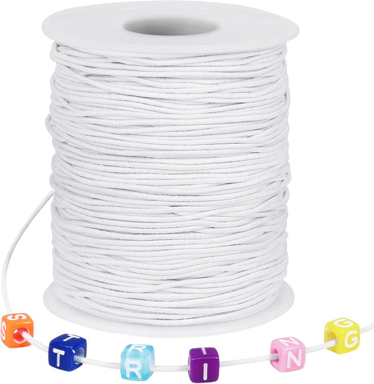 White Elastic String, 328 Feet 1mm Stretchy Bracelet String Bead Cord for Bracelets, Necklaces, Jewelry V1258-DP02-B-406