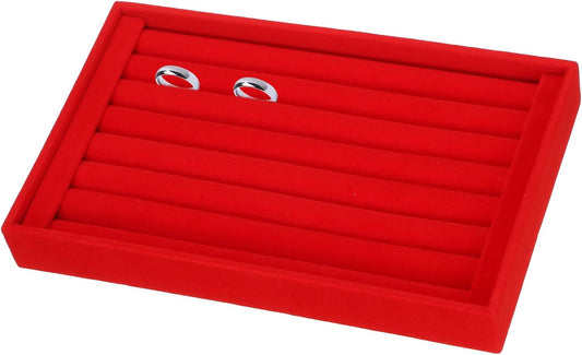 Velvet 7 Slots Ring Organizer Jewelry Display Tray Showcase Ring Holder Velvet Jewelry Organizer Stand for V1258-DP02-B-4060