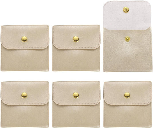 6 Pcs Mini Jewelry Pouch, 8 Inch PU Leather Small Jewelry Bags Soft Jewelry Package Gift Storage Bag Travel V1258-DP02-B-4061