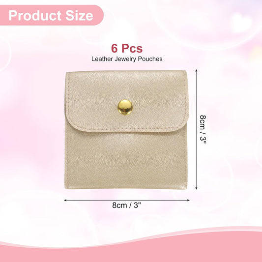 6 Pcs Mini Jewelry Pouch, 8 Inch PU Leather Small Jewelry Bags Soft Jewelry Package Gift Storage Bag Travel V1258-DP02-B-4061