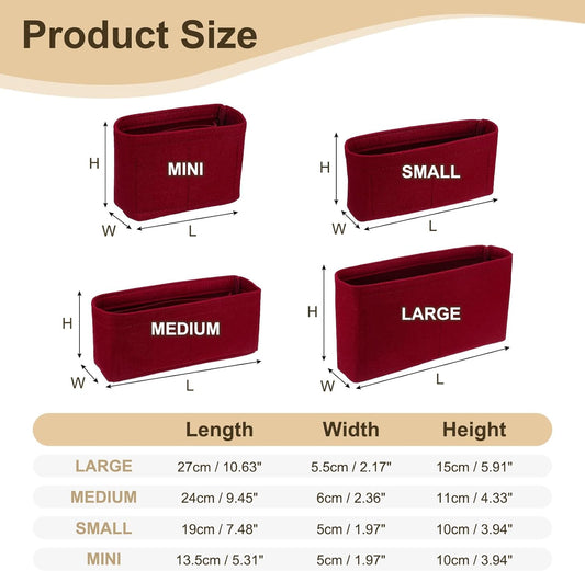 Purse Organizer Insert, Felt Portable Handbag Shaper Multiple Compartments Liner Pouch for Handbag Purse Tote V1258-DP02-B-4066