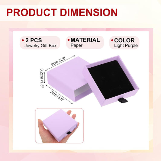2Pcs Cardboard Jewelry Gift Boxes, 3.5 x 3.5 Inch Jewelry Display Boxes Bulk Sponge Filled Small Jewelry V1258-DP02-B-4069