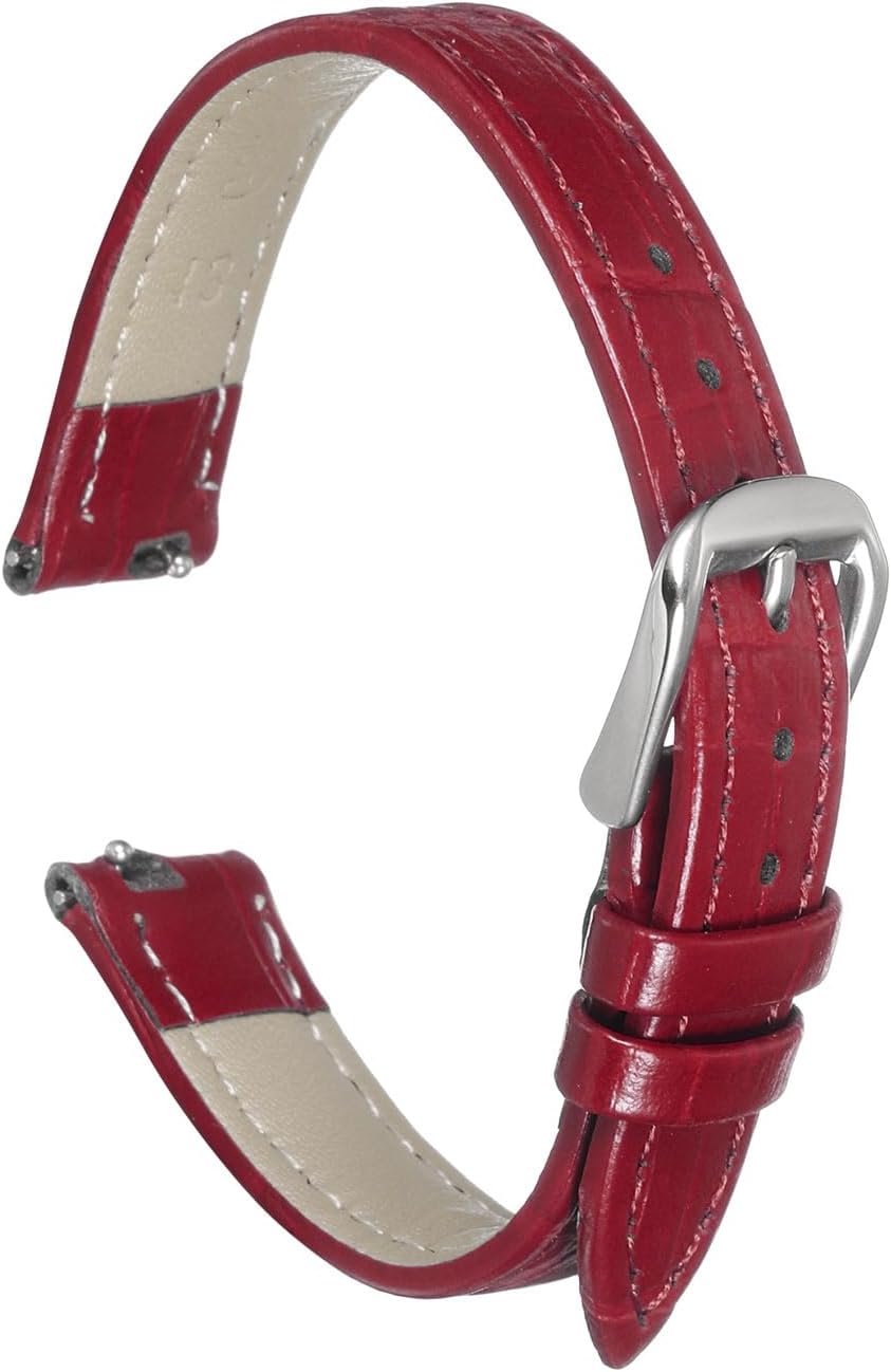 Quick Release Genuine Leather Watch Band Embossed Pattern Leather Watch Strap Replacement for Men Women V1258-DP02-B-4073
