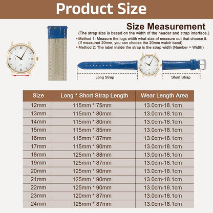 Quick Release Genuine Leather Watch Band Embossed Pattern Leather Watch Strap Replacement for Men Women V1258-DP02-B-4073