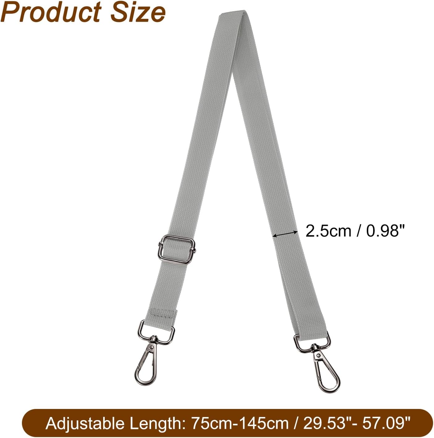 Wide Shoulder Strap, Adjustable Crossbody Purse Strap Replacement for Shoulder Bag Handbag, Buckle V1258-DP02-B-4075