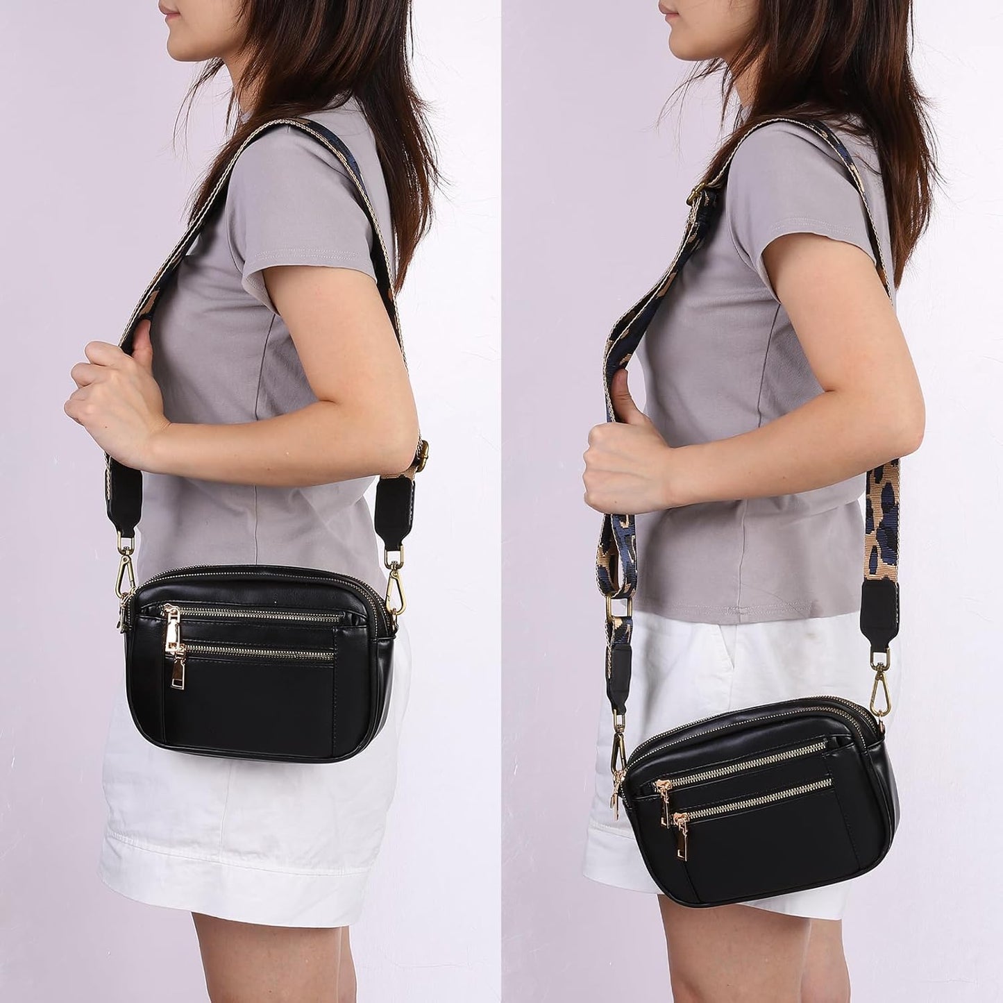 Wide Shoulder Strap, Adjustable Crossbody Purse Strap Replacement for Shoulder Bag Handbag, Buckle V1258-DP02-B-4075