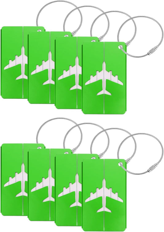 Travel Luggage Tags for Suitcases, 8Pcs Aluminum Metal Luggage Tags with Strap, Privacy Protection Bag Tags V1258-DP02-B-4077