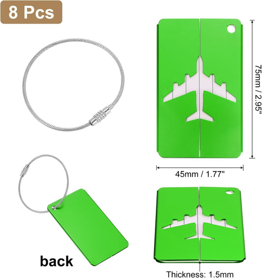 Travel Luggage Tags for Suitcases, 8Pcs Aluminum Metal Luggage Tags with Strap, Privacy Protection Bag Tags V1258-DP02-B-4077