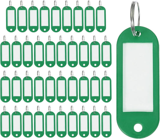 40pcs Plastic Key Tags, Keys Ring Tag Identifier Keychain with Split Ring Labels Window for Luggage ID Name V1258-DP02-B-4080