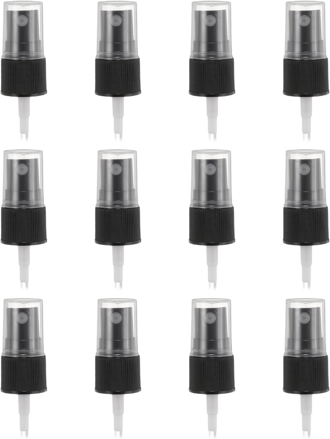 12 Pcs Black Spray Top, 18/410 Fine Mist Sprayer Reusable Replacement Spray Bottle Pump Stripe Plastic Top V1258-DP02-B-4081