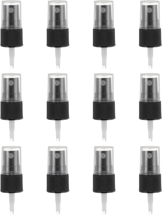 12 Pcs Black Spray Top, 18/410 Fine Mist Sprayer Reusable Replacement Spray Bottle Pump Stripe Plastic Top V1258-DP02-B-4081