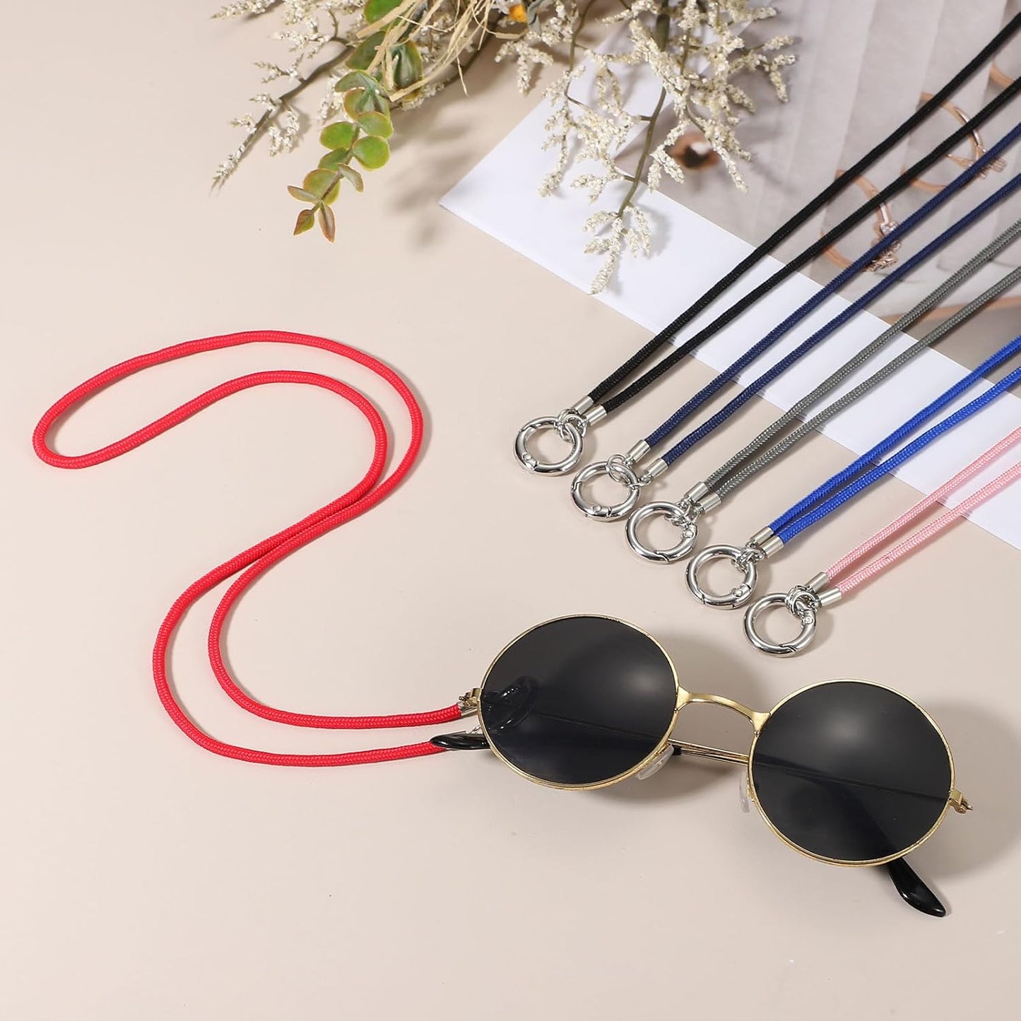 Eyeglass Holder Necklace Ring, Anti-Lost Sunglasses Neck Strap Eyeglasses Chain Eye Glasses Lanyard V1258-DP02-B-4087