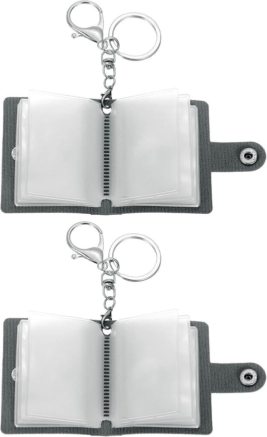 2 Pcs Mini Photo Keychain Custom Keychain Personalized Leather Photo Album Keychains with 20 Pictures DIY V1258-DP02-B-4088