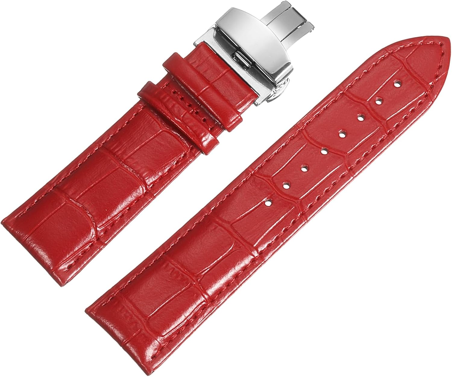 Multiple Sizes Leather Watch Band Quick Release Deployment Buckle Cowhide Watch Strap for Men and Women V1258-DP02-B-4099