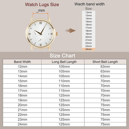 Multiple Sizes Leather Watch Band Quick Release Deployment Buckle Cowhide Watch Strap for Men and Women V1258-DP02-B-4099