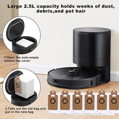 6 Pack Dust Bags for iHome AutoVac Nova Self Empty Robot Vacuum Replacement Accessory Parts V1258-DP02-B-41