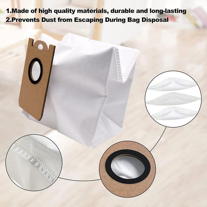 6 Pack Dust Bags for iHome AutoVac Nova Self Empty Robot Vacuum Replacement Accessory Parts V1258-DP02-B-41