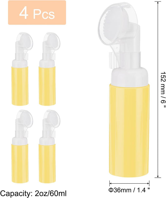 4Pcs Empty Foaming Soap Dispenser, 2oz / 60ml Facial Cleanser Foam Bottle with Brush for Hand Soap, Shampoo, V1258-DP02-B-4103