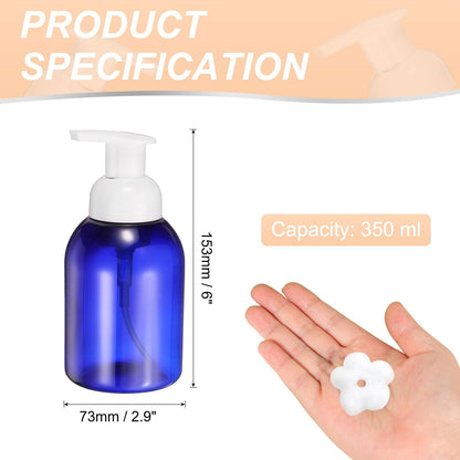 2PCS Round Empty Foam Pump Bottle, 350ml Travel Foam Soap Dispenser Empty Refillable Plastic Pump Bottle for V1258-DP02-B-4105