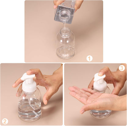 2PCS Round Empty Foam Pump Bottle, 350ml Travel Foam Soap Dispenser Empty Refillable Plastic Pump Bottle for V1258-DP02-B-4105