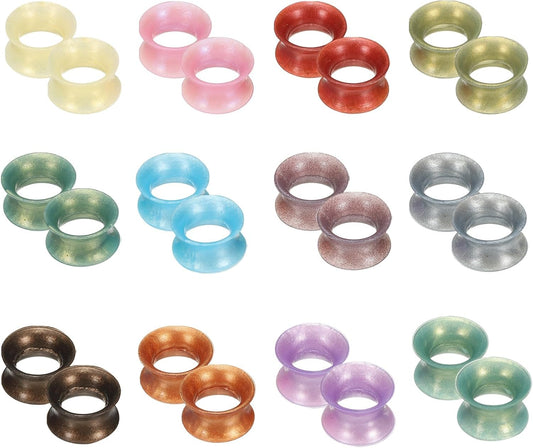 Silicone Ear Gauge, Flexible Ear Tunnels Plugs Double Flared Earring Stretchers Expander for Women Men V1258-DP02-B-4106