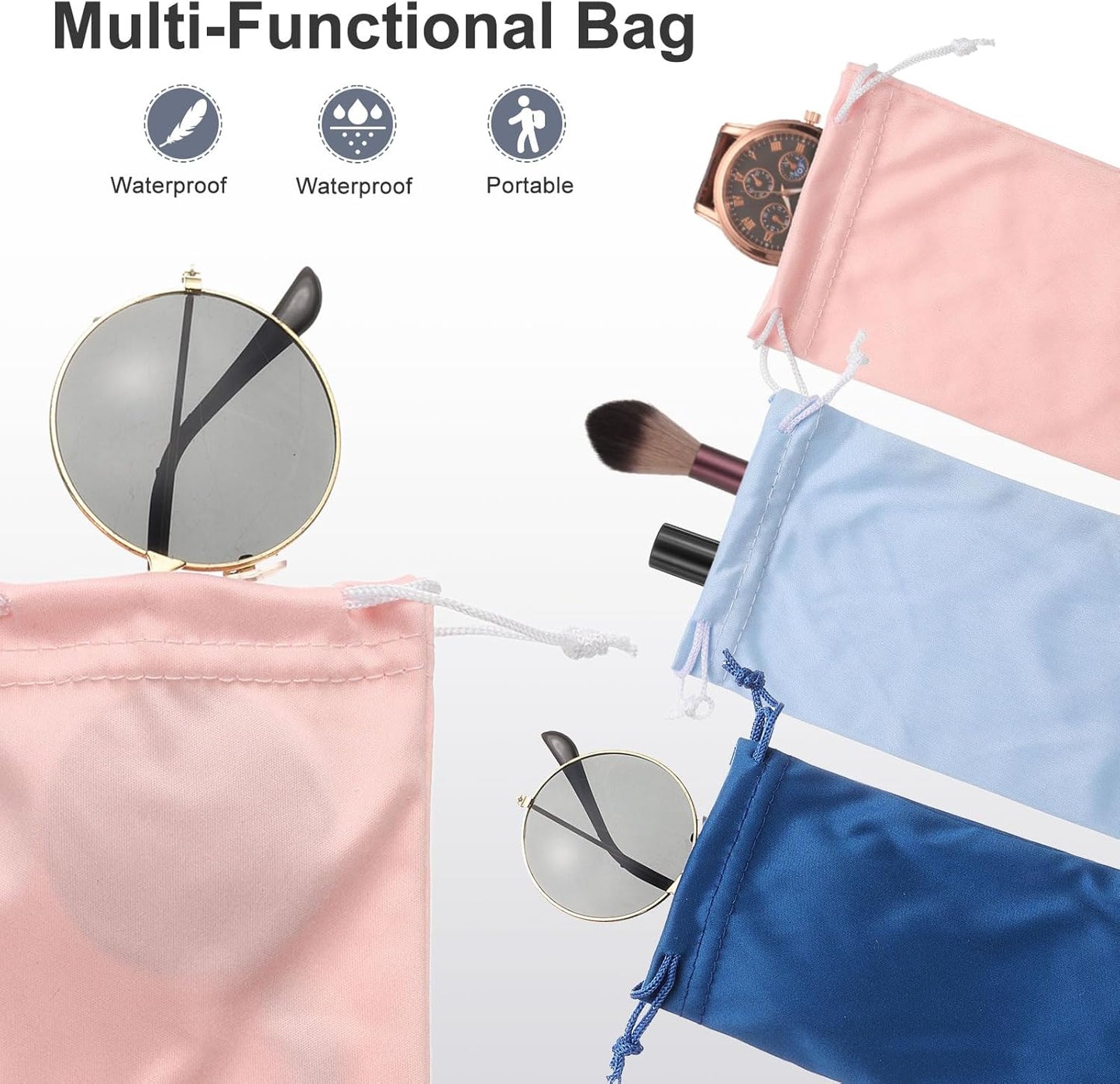 Microfiber Eyeglass Cases Glasses, Sunglasses Storage Bag with Drawstring, Soft Glasses Pouch Travel for V1258-DP02-B-4107