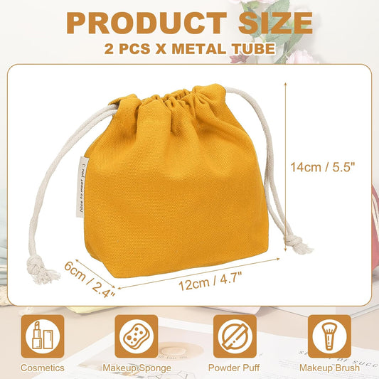 2 Pcs Drawstring Makeup Bag, 4.7" Canvas Cosmetic Bag Women's Make Up Bags Toiletry Organizer Pouch for V1258-DP02-B-4114