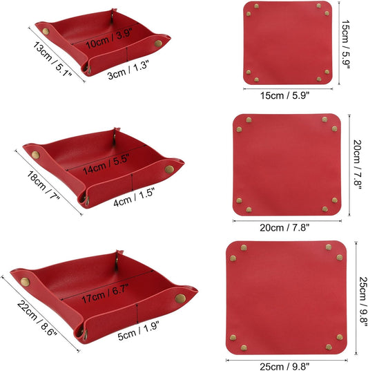 3 Pack PU Leather Tray, Jewelry Tray for Women and Men, Glossy Leather Desk Organizer Portable Catchall Tray V1258-DP02-B-4115
