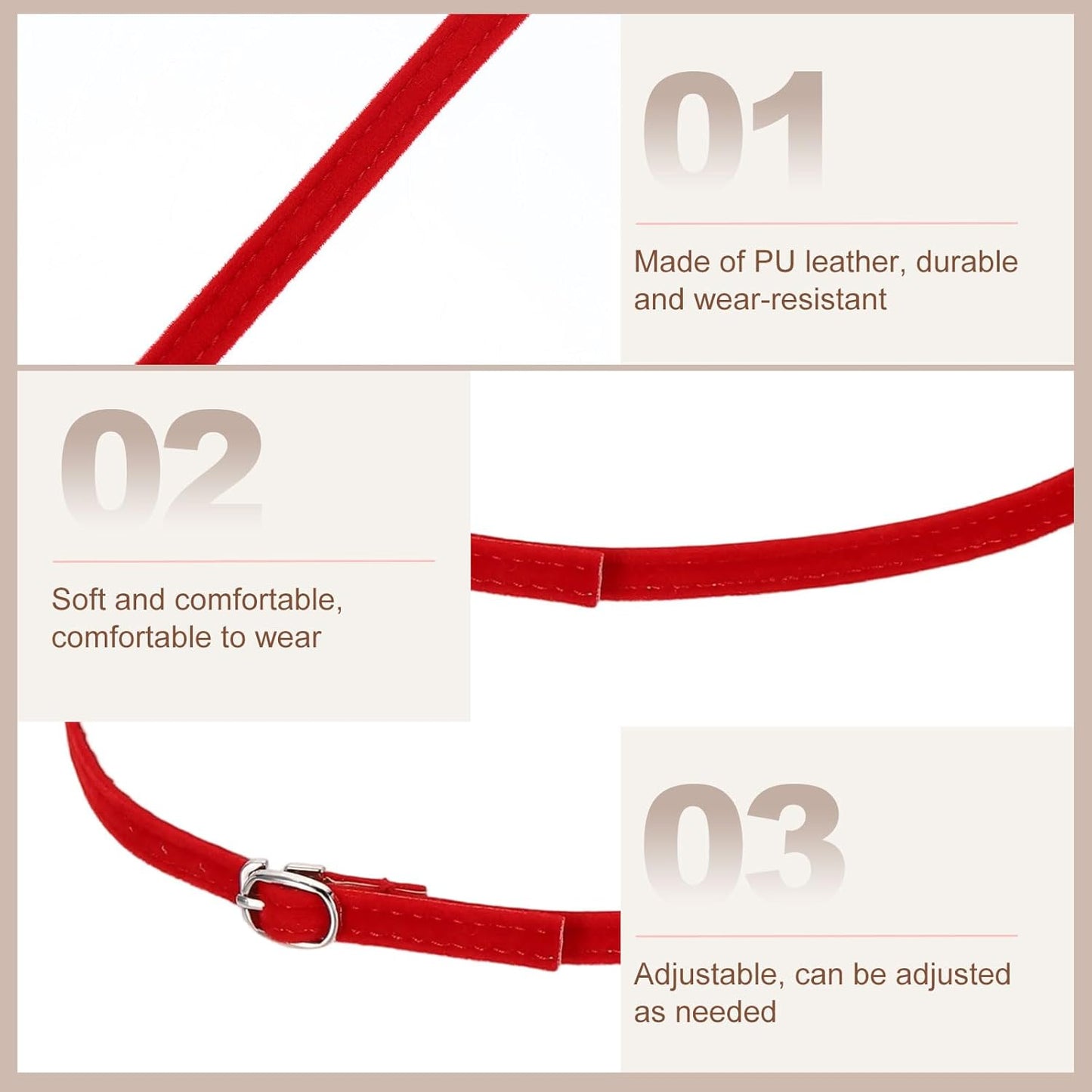 Replacement Ankle Strap for Heel Detachable Shoe Straps PU Leather Shoe Band V1258-DP02-B-4116