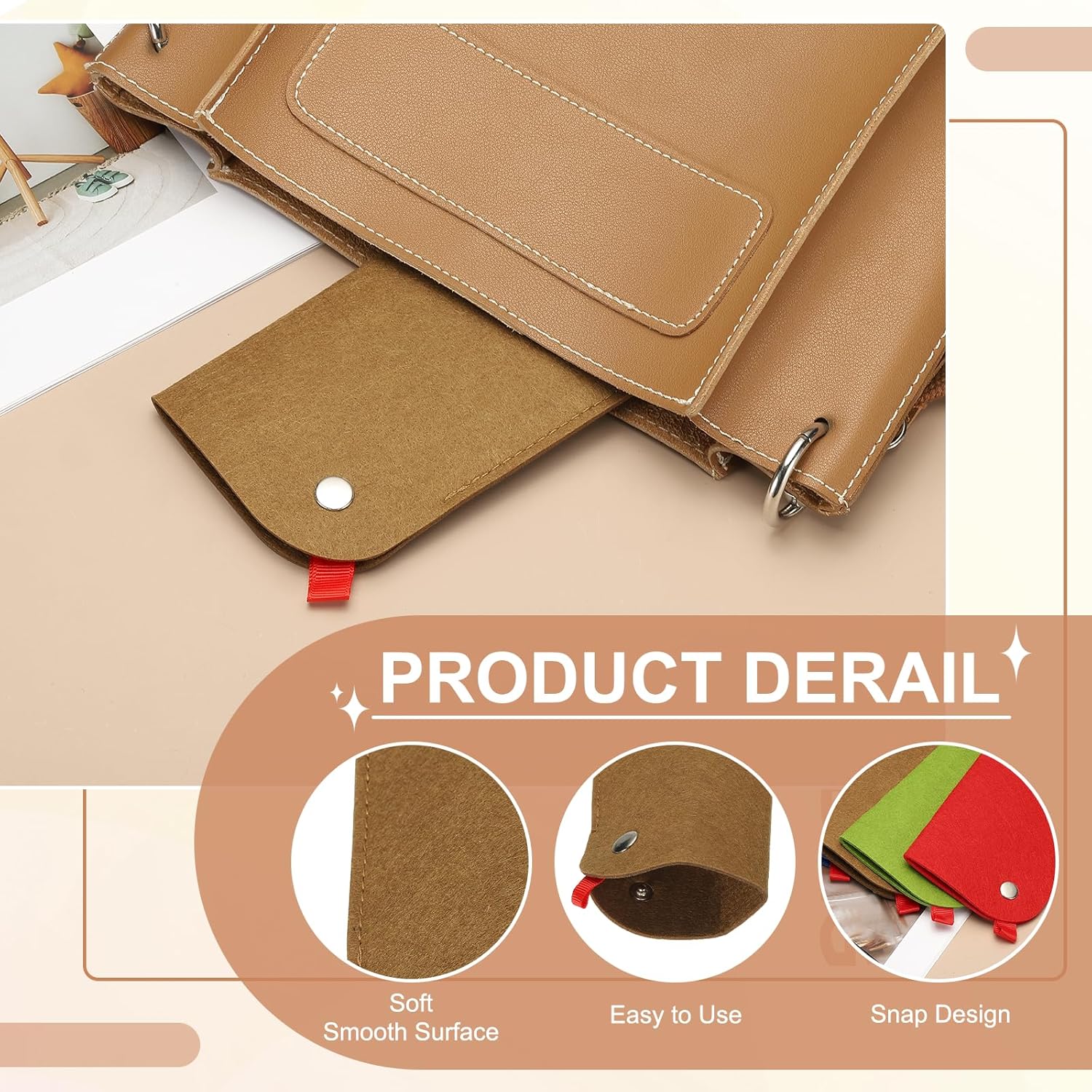 Portable Felt Glasses Case, Soft Slip-in Pouch Case, Ear Hanging Eyeglasses Bag Sunglasses Storage Pouch V1258-DP02-B-4122