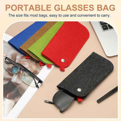 Portable Felt Glasses Case, Soft Slip-in Pouch Case, Ear Hanging Eyeglasses Bag Sunglasses Storage Pouch V1258-DP02-B-4122