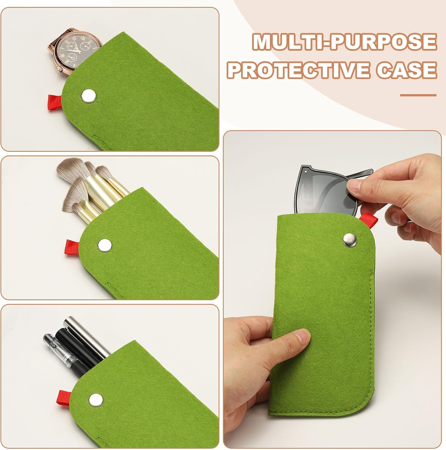 Portable Felt Glasses Case, Soft Slip-in Pouch Case, Ear Hanging Eyeglasses Bag Sunglasses Storage Pouch V1258-DP02-B-4122