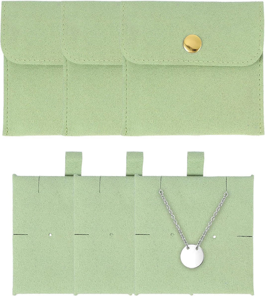 3 Pcs Microfiber Jewelry Pouches with Insert Pad, 8 x 8cm Snap Button Jewelry Velvet Gift Bags Organizer for V1258-DP02-B-4123
