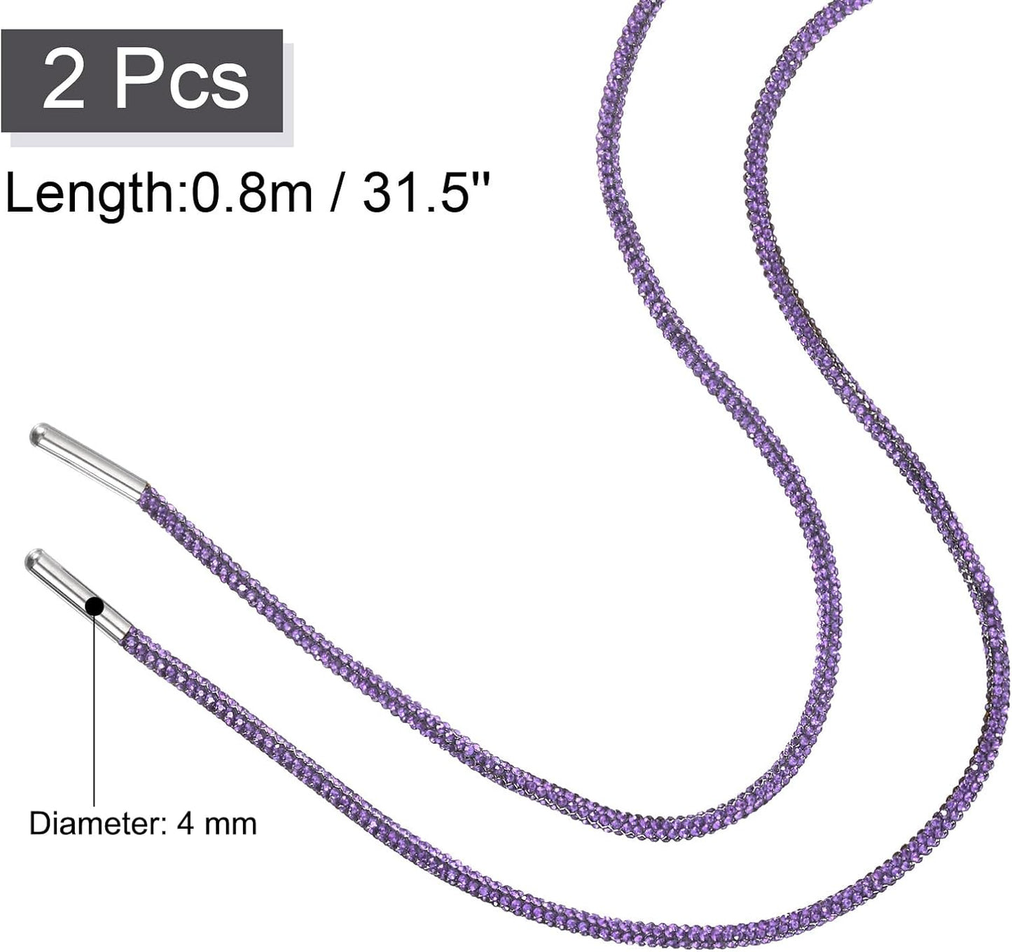 Rhinestone Shoe Lace Bling Glittered Ropes Drawstring Cords Replacement for Sweatpants Hoodie V1258-DP02-B-4125