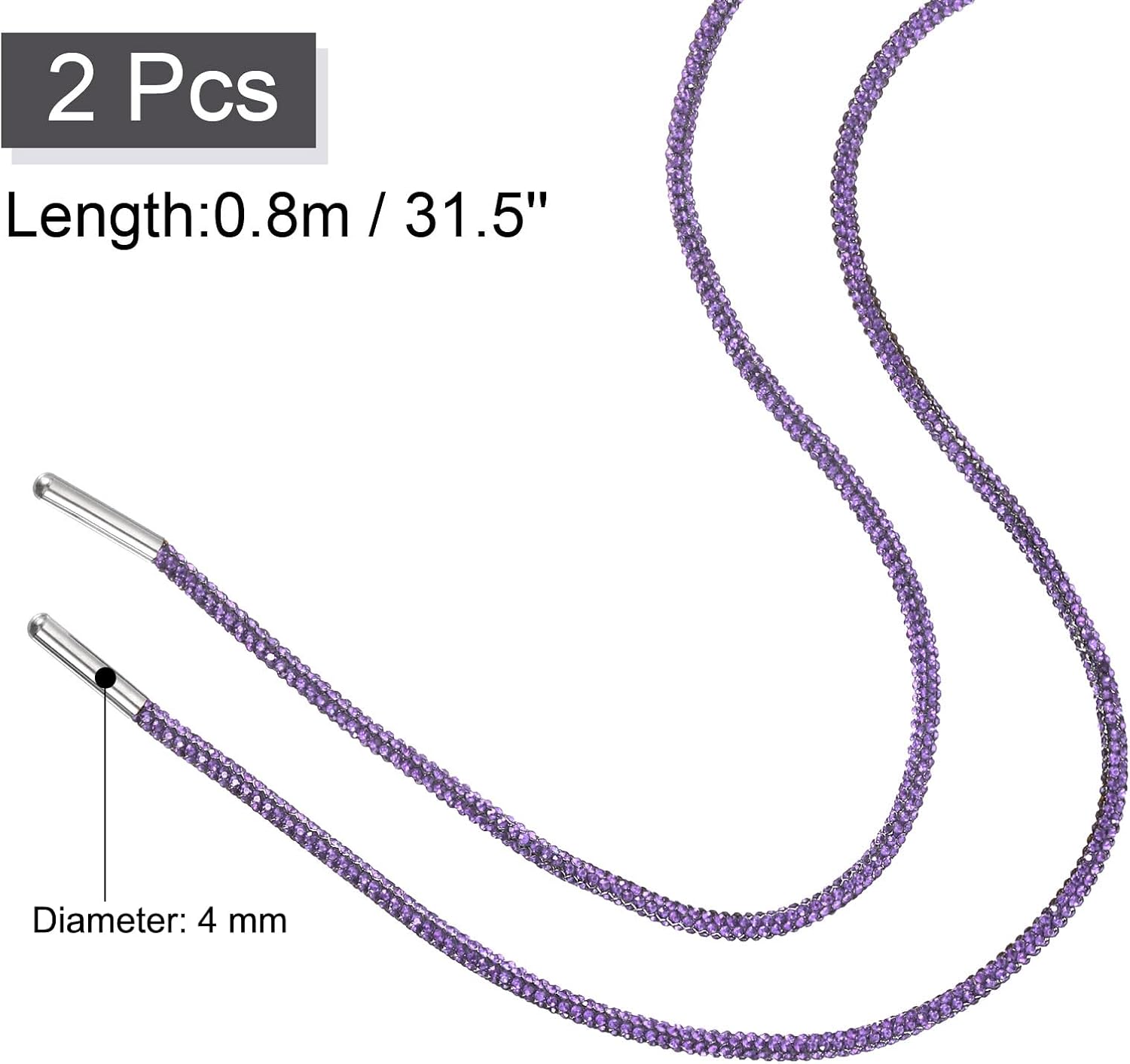 Rhinestone Shoe Lace Bling Glittered Ropes Drawstring Cords Replacement for Sweatpants Hoodie V1258-DP02-B-4125