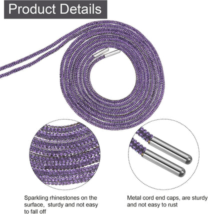 Rhinestone Shoe Lace Bling Glittered Ropes Drawstring Cords Replacement for Sweatpants Hoodie V1258-DP02-B-4125
