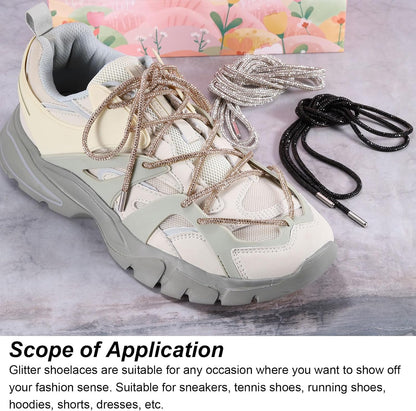 Rhinestone Shoe Lace Bling Glittered Ropes Drawstring Cords Replacement for Sweatpants Hoodie V1258-DP02-B-4125